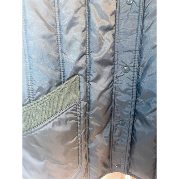 DANI COLBY Puffer Jacket Womens Size Large Solid Teal Quilted Nylon Button Up - Picture 4 of 7